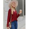 imageZeagoo Long Sleeve Tops for Women Casual V Neck Shirt Loose Fall Basic Tee Dressy Work Blouses 2025Wine Red