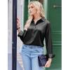 imageZeagoo Satin Blouses for Women Silk Button Down Shirts Long Sleeve Business Casual TopsBlack