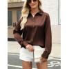 imageZeagoo Satin Blouses for Women Silk Button Down Shirts Long Sleeve Business Casual TopsBrown