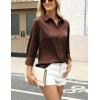 imageZeagoo Satin Blouses for Women Silk Button Down Shirts Long Sleeve Business Casual TopsBrown