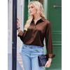 imageZeagoo Satin Blouses for Women Silk Button Down Shirts Long Sleeve Business Casual TopsBrown