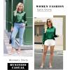 imageZeagoo Satin Blouses for Women Silk Button Down Shirts Long Sleeve Business Casual TopsEvergreen