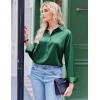 imageZeagoo Satin Blouses for Women Silk Button Down Shirts Long Sleeve Business Casual TopsEvergreen