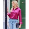 imageZeagoo Satin Blouses for Women Silk Button Down Shirts Long Sleeve Business Casual TopsHot Pink