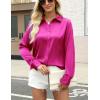 imageZeagoo Satin Blouses for Women Silk Button Down Shirts Long Sleeve Business Casual TopsHot Pink