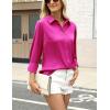 imageZeagoo Satin Blouses for Women Silk Button Down Shirts Long Sleeve Business Casual TopsHot Pink