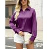 imageZeagoo Satin Blouses for Women Silk Button Down Shirts Long Sleeve Business Casual TopsPurple