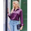 imageZeagoo Satin Blouses for Women Silk Button Down Shirts Long Sleeve Business Casual TopsPurple