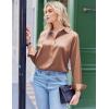 imageZeagoo Satin Blouses for Women Silk Button Down Shirts Long Sleeve Business Casual TopsToffee