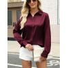 imageZeagoo Satin Blouses for Women Silk Button Down Shirts Long Sleeve Business Casual TopsWine Red