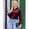 imageZeagoo Satin Blouses for Women Silk Button Down Shirts Long Sleeve Business Casual TopsWine Red
