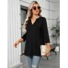 imageZeagoo Womens 34 Length Sleeve Tops V Neck Tunic Casual Dressy Blouse Floral Printed T ShirtsBlack