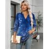 imageZeagoo Womens 34 Length Sleeve Tops V Neck Tunic Casual Dressy Blouse Floral Printed T ShirtsBlue Floral