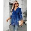 imageZeagoo Womens 34 Length Sleeve Tops V Neck Tunic Casual Dressy Blouse Floral Printed T ShirtsBlue Floral
