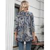 imageZeagoo Womens 34 Length Sleeve Tops V Neck Tunic Casual Dressy Blouse Floral Printed T ShirtsBlue Pattern