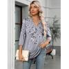 imageZeagoo Womens 34 Length Sleeve Tops V Neck Tunic Casual Dressy Blouse Floral Printed T ShirtsGray Floral