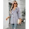 imageZeagoo Womens 34 Length Sleeve Tops V Neck Tunic Casual Dressy Blouse Floral Printed T ShirtsGray Floral