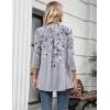 imageZeagoo Womens 34 Length Sleeve Tops V Neck Tunic Casual Dressy Blouse Floral Printed T ShirtsGray Floral