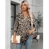 imageZeagoo Womens 34 Length Sleeve Tops V Neck Tunic Casual Dressy Blouse Floral Printed T ShirtsLeopard Brown