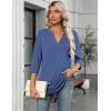imageZeagoo Womens 34 Length Sleeve Tops V Neck Tunic Casual Dressy Blouse Floral Printed T ShirtsNavy Blue