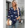 imageZeagoo Womens 34 Length Sleeve Tops V Neck Tunic Casual Dressy Blouse Floral Printed T ShirtsNavy Blue Floral