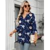 imageZeagoo Womens 34 Length Sleeve Tops V Neck Tunic Casual Dressy Blouse Floral Printed T ShirtsNavy Blue Floral