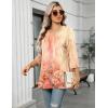 imageZeagoo Womens 34 Length Sleeve Tops V Neck Tunic Casual Dressy Blouse Floral Printed T ShirtsPink Floral