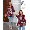 imageZeagoo Womens 34 Length Sleeve Tops V Neck Tunic Casual Dressy Blouse Floral Printed T ShirtsRed Floral