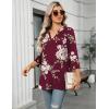 imageZeagoo Womens 34 Length Sleeve Tops V Neck Tunic Casual Dressy Blouse Floral Printed T ShirtsRed Floral