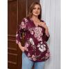 imageZeagoo Womens 34 Length Sleeve Tops V Neck Tunic Casual Dressy Blouse Floral Printed T ShirtsRed Floral