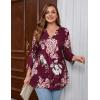 imageZeagoo Womens 34 Length Sleeve Tops V Neck Tunic Casual Dressy Blouse Floral Printed T ShirtsRed Floral
