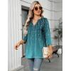 imageZeagoo Womens 34 Length Sleeve Tops V Neck Tunic Casual Dressy Blouse Floral Printed T ShirtsWillowfloral