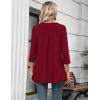 imageZeagoo Womens 34 Length Sleeve Tops V Neck Tunic Casual Dressy Blouse Floral Printed T ShirtsWine Red