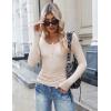 imageZeagoo Womens Long Sleeve Shirts Casual Square Neck Tops Slim Fit Rib Knit Basic Tee 2025 Fall Summer ClothesApricot