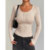 imageZeagoo Womens Long Sleeve Shirts Casual Square Neck Tops Slim Fit Rib Knit Basic Tee 2025 Fall Summer ClothesApricot