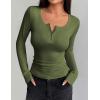 imageZeagoo Womens Long Sleeve Shirts Casual Square Neck Tops Slim Fit Rib Knit Basic Tee 2025 Fall Summer ClothesArmy Green