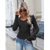 imageZeagoo Womens Long Sleeve Shirts Casual Square Neck Tops Slim Fit Rib Knit Basic Tee 2025 Fall Summer ClothesBlack