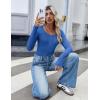 imageZeagoo Womens Long Sleeve Shirts Casual Square Neck Tops Slim Fit Rib Knit Basic Tee 2025 Fall Summer ClothesBlue