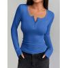 imageZeagoo Womens Long Sleeve Shirts Casual Square Neck Tops Slim Fit Rib Knit Basic Tee 2025 Fall Summer ClothesBlue