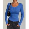 imageZeagoo Womens Long Sleeve Shirts Casual Square Neck Tops Slim Fit Rib Knit Basic Tee 2025 Fall Summer ClothesBlue