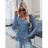 imageZeagoo Womens Long Sleeve Shirts Casual Square Neck Tops Slim Fit Rib Knit Basic Tee 2025 Fall Summer ClothesDark Blue