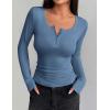 imageZeagoo Womens Long Sleeve Shirts Casual Square Neck Tops Slim Fit Rib Knit Basic Tee 2025 Fall Summer ClothesDark Blue
