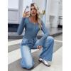 imageZeagoo Womens Long Sleeve Shirts Casual Square Neck Tops Slim Fit Rib Knit Basic Tee 2025 Fall Summer ClothesDark Blue
