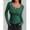 imageZeagoo Womens Long Sleeve Shirts Casual Square Neck Tops Slim Fit Rib Knit Basic Tee 2025 Fall Summer ClothesDark Green