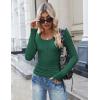 imageZeagoo Womens Long Sleeve Shirts Casual Square Neck Tops Slim Fit Rib Knit Basic Tee 2025 Fall Summer ClothesDark Green
