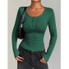 imageZeagoo Womens Long Sleeve Shirts Casual Square Neck Tops Slim Fit Rib Knit Basic Tee 2025 Fall Summer ClothesDark Green