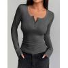 imageZeagoo Womens Long Sleeve Shirts Casual Square Neck Tops Slim Fit Rib Knit Basic Tee 2025 Fall Summer ClothesDark Grey