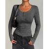 imageZeagoo Womens Long Sleeve Shirts Casual Square Neck Tops Slim Fit Rib Knit Basic Tee 2025 Fall Summer ClothesDark Grey