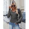 imageZeagoo Womens Long Sleeve Shirts Casual Square Neck Tops Slim Fit Rib Knit Basic Tee 2025 Fall Summer ClothesDark Grey