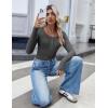 imageZeagoo Womens Long Sleeve Shirts Casual Square Neck Tops Slim Fit Rib Knit Basic Tee 2025 Fall Summer ClothesDark Grey